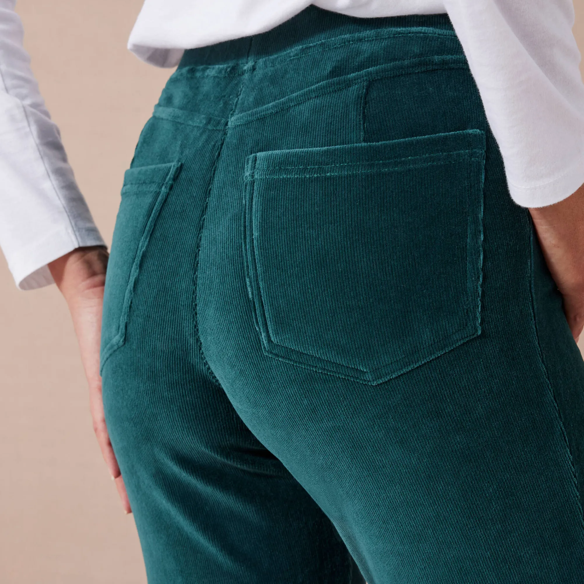 Broek<Blancheporte Rechte broek in fluweeltricot donkergroen