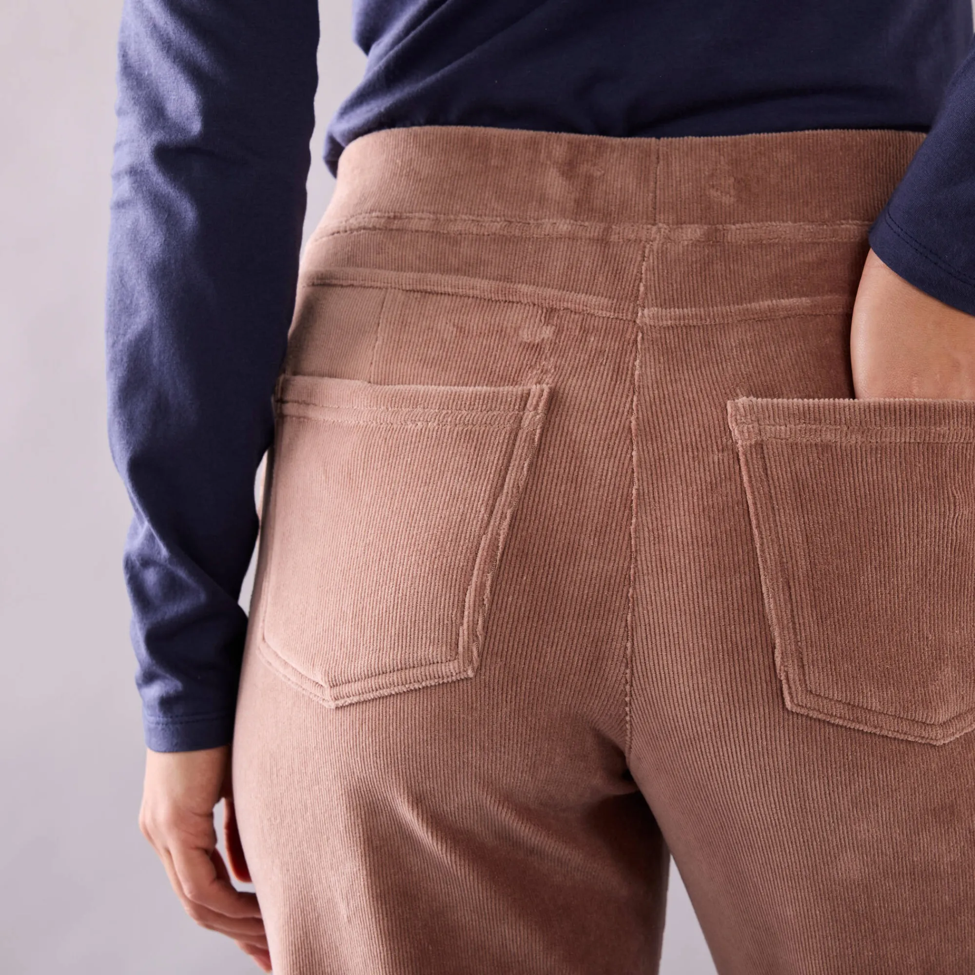 Broek<Blancheporte Rechte broek in fluweeltricot taupe