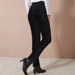 Broek<Blancheporte Rechte broek in fluweeltricot zwart