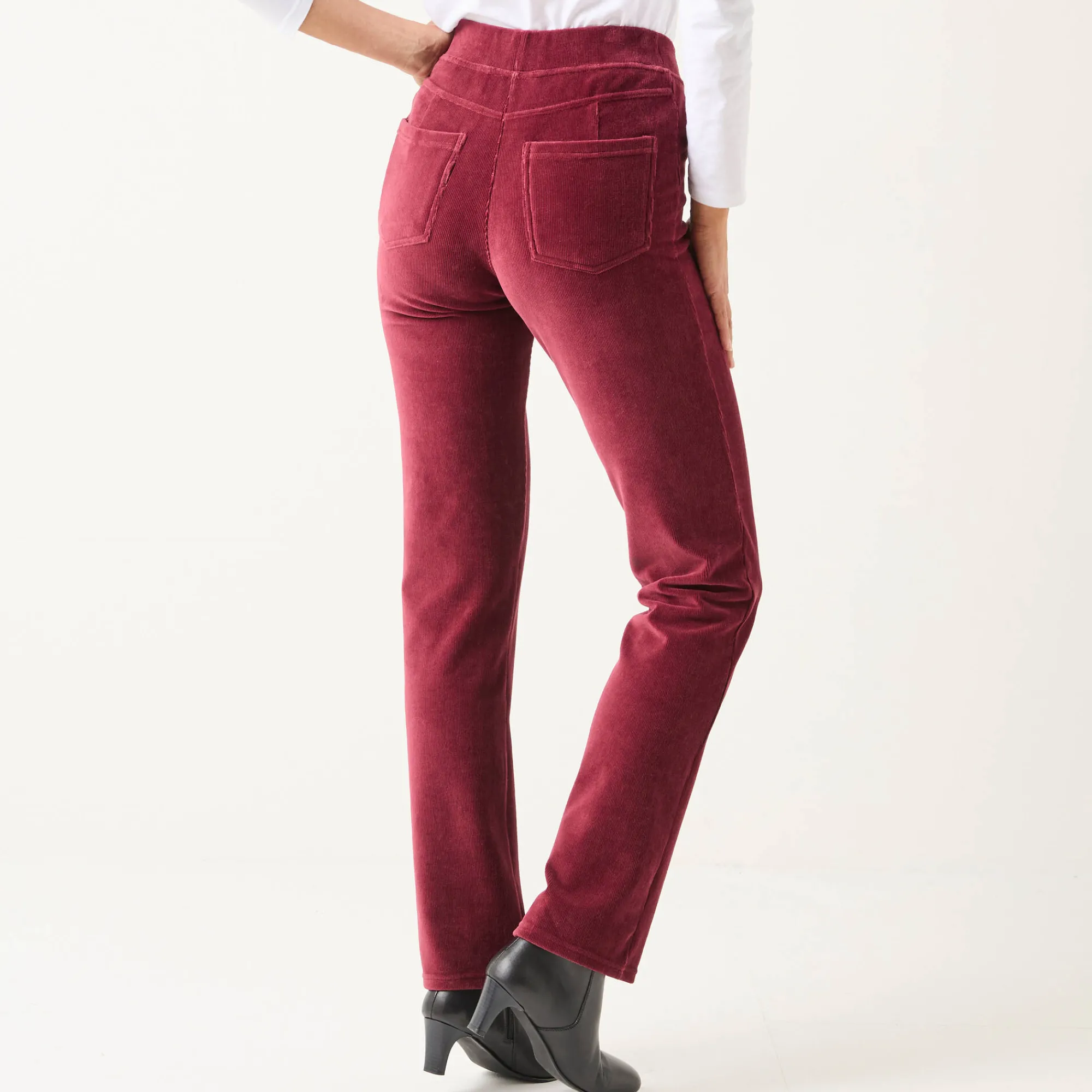 Broek<Blancheporte Rechte broek in fluweeltricot bordeaux
