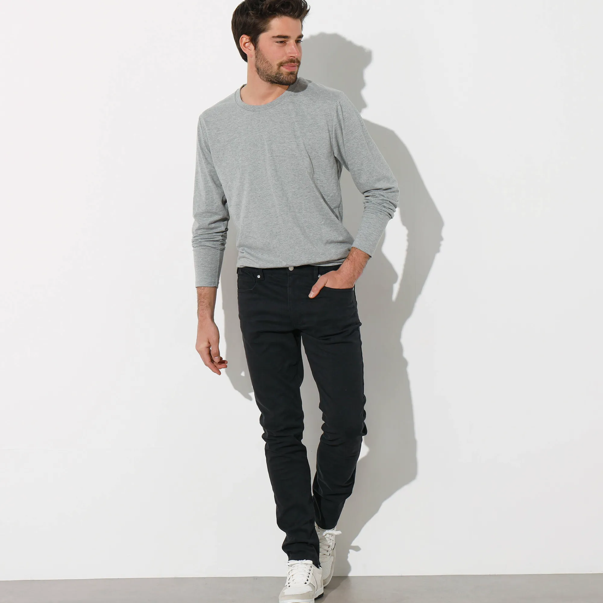 Broek<Blancheporte Rechte broek in rekbare twill zwart