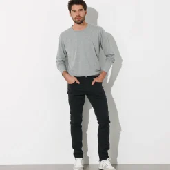 Broek<Blancheporte Rechte broek in rekbare twill zwart