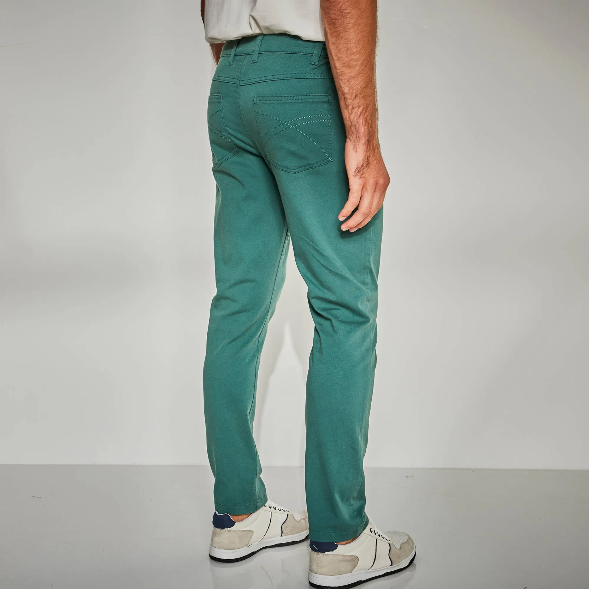 Broek<Blancheporte Rechte broek in rekbare twill dennengroen