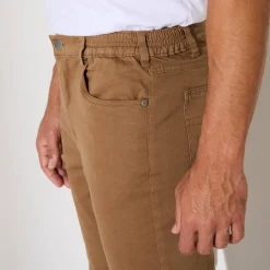 Broek<Blancheporte Rechte broek in rekbare twill lichtbruin