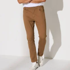 Broek<Blancheporte Rechte broek in rekbare twill lichtbruin
