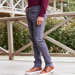 Broek<Blancheporte Rechte broek in rekbare twill antraciet