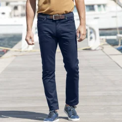 Broek<Blancheporte Rechte broek in rekbare twill marine