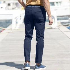 Broek<Blancheporte Rechte broek in rekbare twill marine