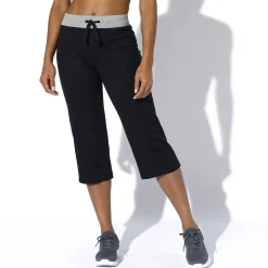 Broek<Blancheporte Rechte 3/4-broek in tricot zwart / chiné grijs