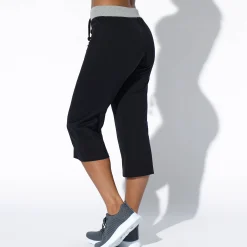 Broek<Blancheporte Rechte 3/4-broek in tricot zwart / chiné grijs