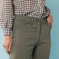 Broek<Blancheporte Rechte broek met deelnaden, kleine lengtes olijfgroen