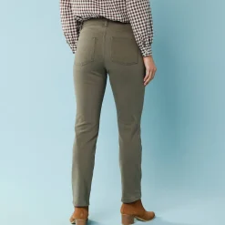 Broek<Blancheporte Rechte broek met deelnaden, kleine lengtes olijfgroen