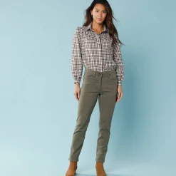 Broek<Blancheporte Rechte broek met deelnaden, speciaal voor kleine lengtes olijfgroen