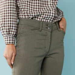 Broek<Blancheporte Rechte broek met deelnaden, speciaal voor kleine lengtes olijfgroen