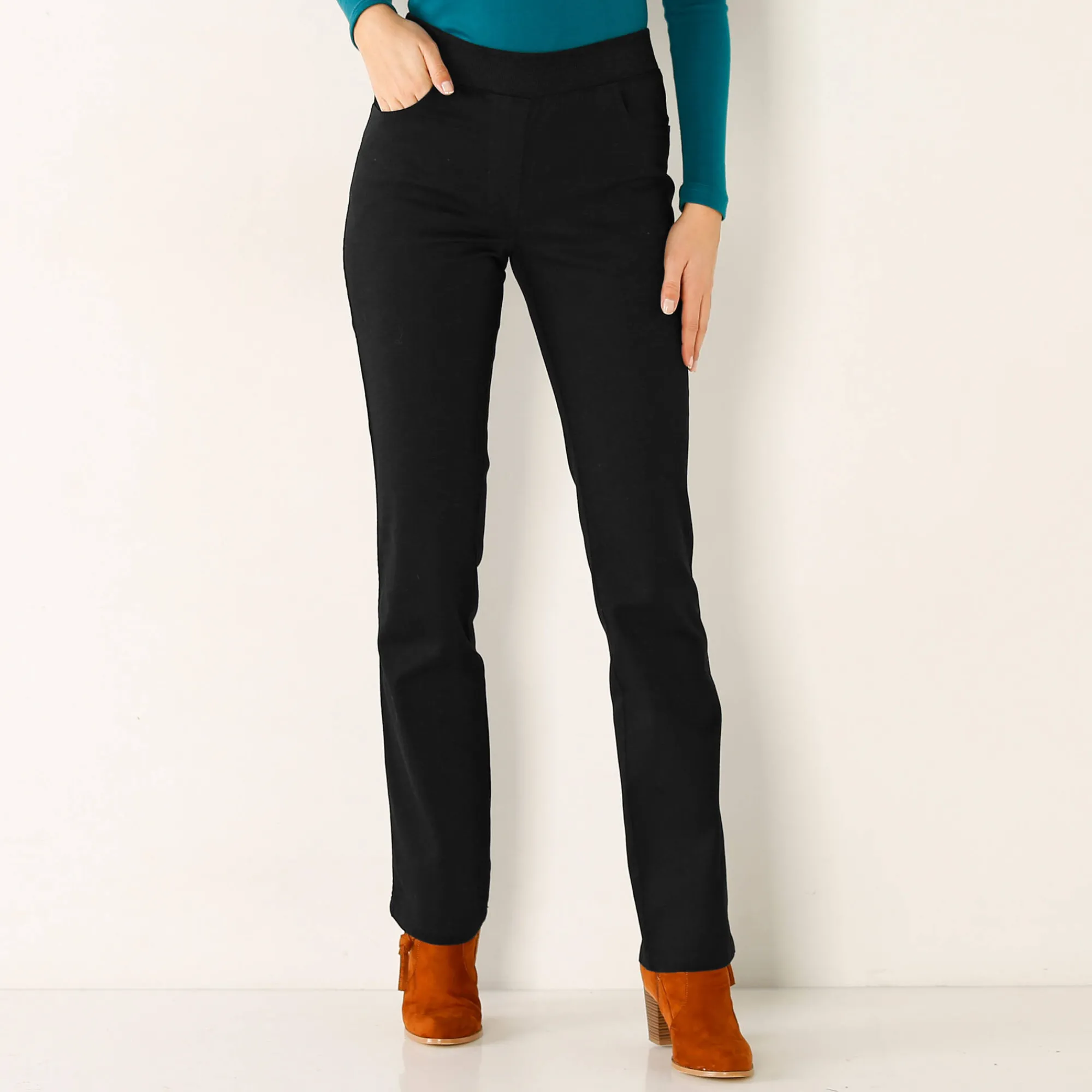 Broek<Blancheporte Rechte broek met elastische taille zwart