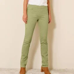 Broek<Blancheporte Rechte broek met elastische taille lindegroen