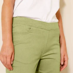 Broek<Blancheporte Rechte broek met elastische taille lindegroen