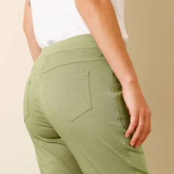 Broek<Blancheporte Rechte broek met elastische taille lindegroen