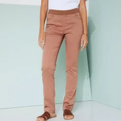 Broek<Blancheporte Rechte broek met elastische taille koffie