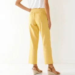 Broek<Blancheporte Rechte 7/8-broek met elastische taille, linnen/katoen oker