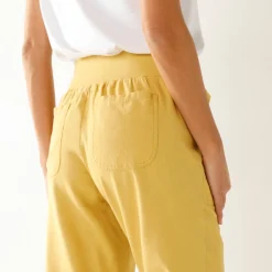 Broek<Blancheporte Rechte 7/8-broek met elastische taille, linnen/katoen oker