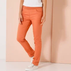 Broek<Blancheporte Rechte broek met elastische taille grijzig koraal