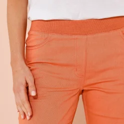 Broek<Blancheporte Rechte broek met elastische taille grijzig koraal