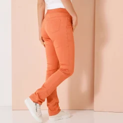 Broek<Blancheporte Rechte broek met elastische taille grijzig koraal