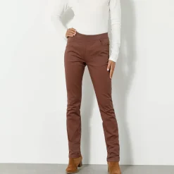 Broek<Blancheporte Rechte broek met elastische taille chocolade