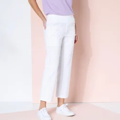 Broek<Blancheporte Rechte 7/8-broek met elastische taille, linnen/katoen wit