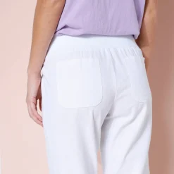 Broek<Blancheporte Rechte 7/8-broek met elastische taille, linnen/katoen wit