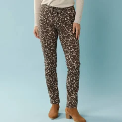 Broek<Blancheporte Rechte broek met luipaardprint, kleine lengtes taupe / chocolade