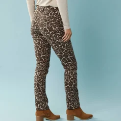Broek<Blancheporte Rechte broek met luipaardprint, kleine lengtes taupe / chocolade