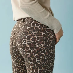 Broek<Blancheporte Rechte broek met luipaardprint, kleine lengtes taupe / chocolade