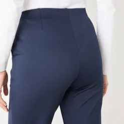 Broek<Blancheporte Rechte broek met platte buik-effect, tricot marine