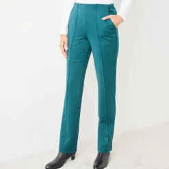 Broek<Blancheporte Rechte broek met platte buik-effect, tricot donkergroen