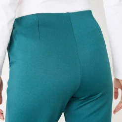 Broek<Blancheporte Rechte broek met platte buik-effect, tricot donkergroen