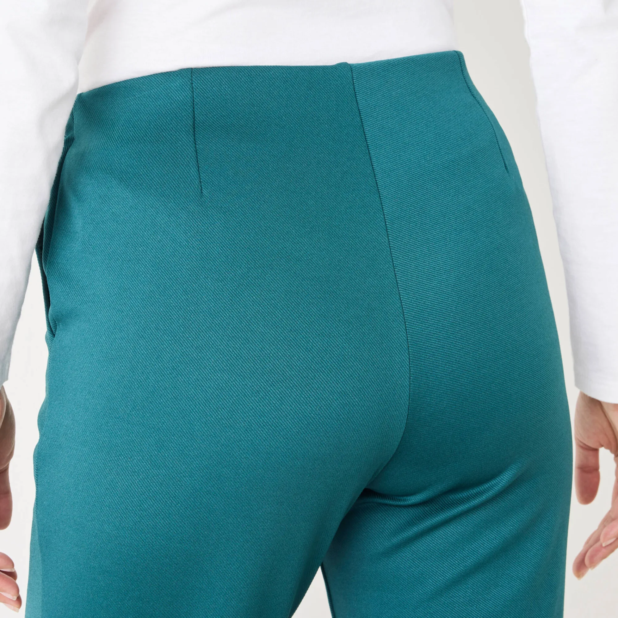 Broek<Blancheporte Rechte broek met platte buik-effect, tricot donkergroen