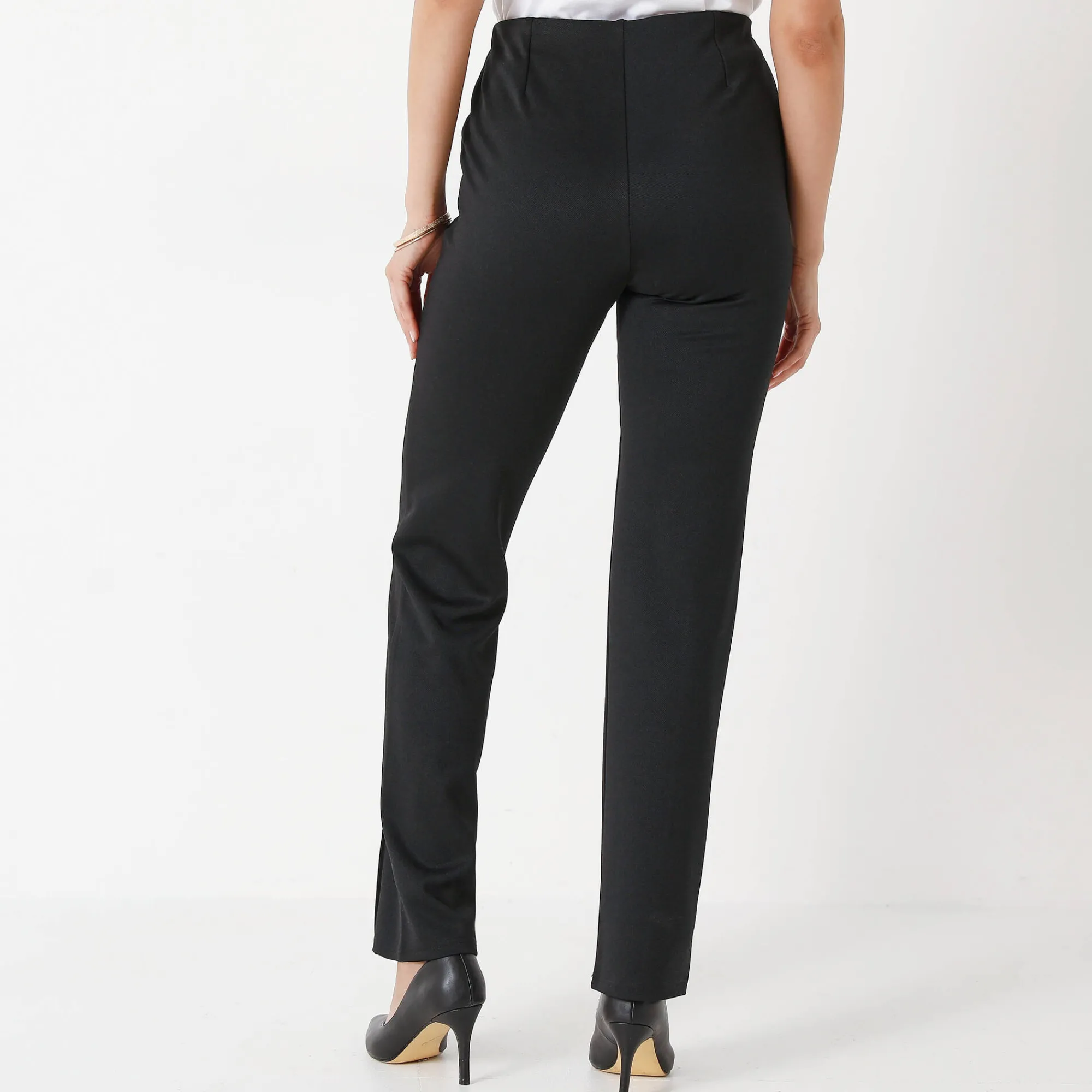 Broek<Blancheporte Rechte broek met platte buik-effect, tricot zwart