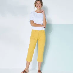 Broek<Blancheporte Rechte 7/8-broek met stretch saffraangeel