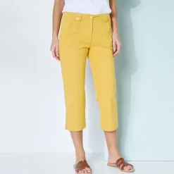 Broek<Blancheporte Rechte 7/8-broek met stretch saffraangeel