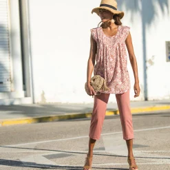 Broek<Blancheporte Rechte 7/8-broek met stretch theeroze