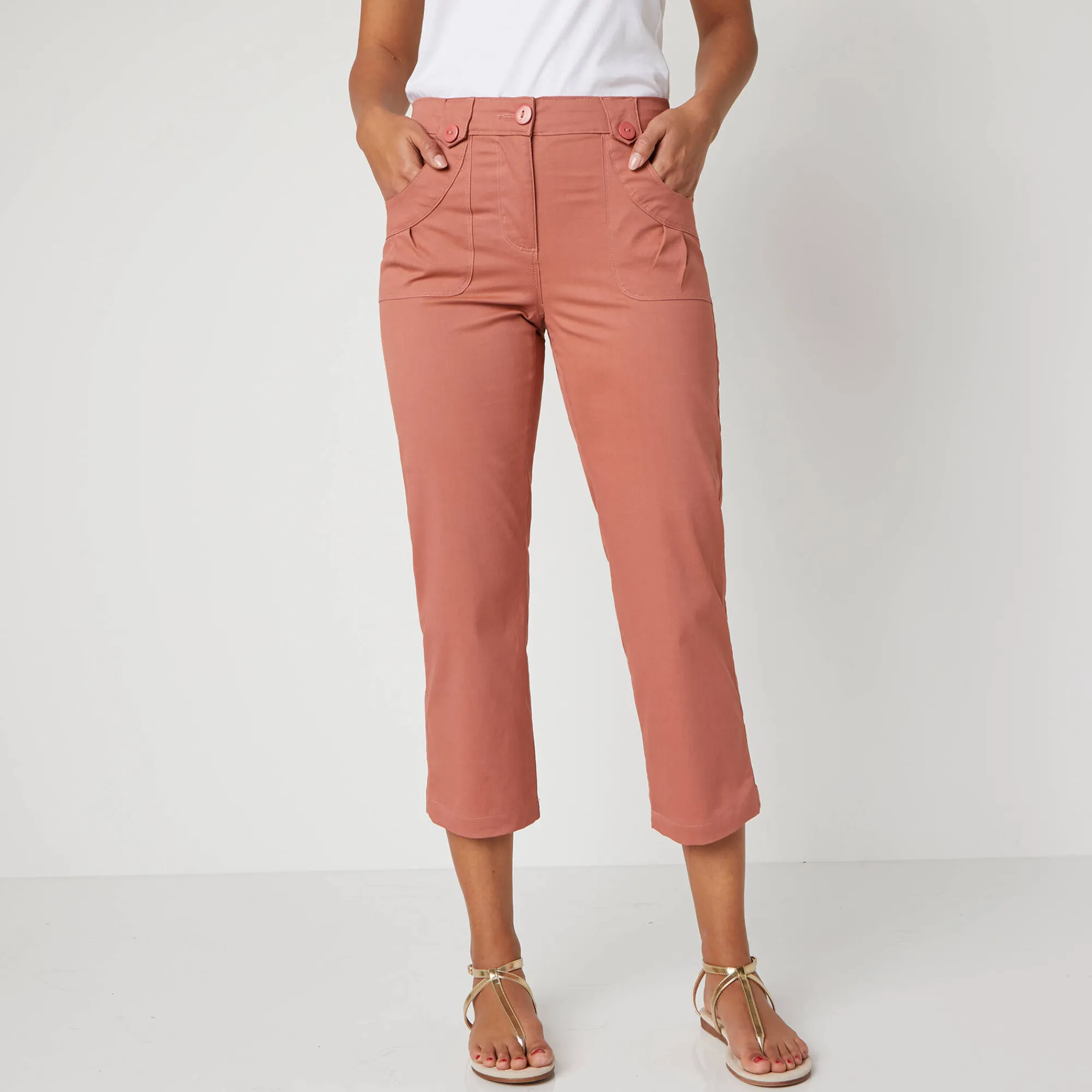 Broek<Blancheporte Rechte 7/8-broek met stretch theeroze