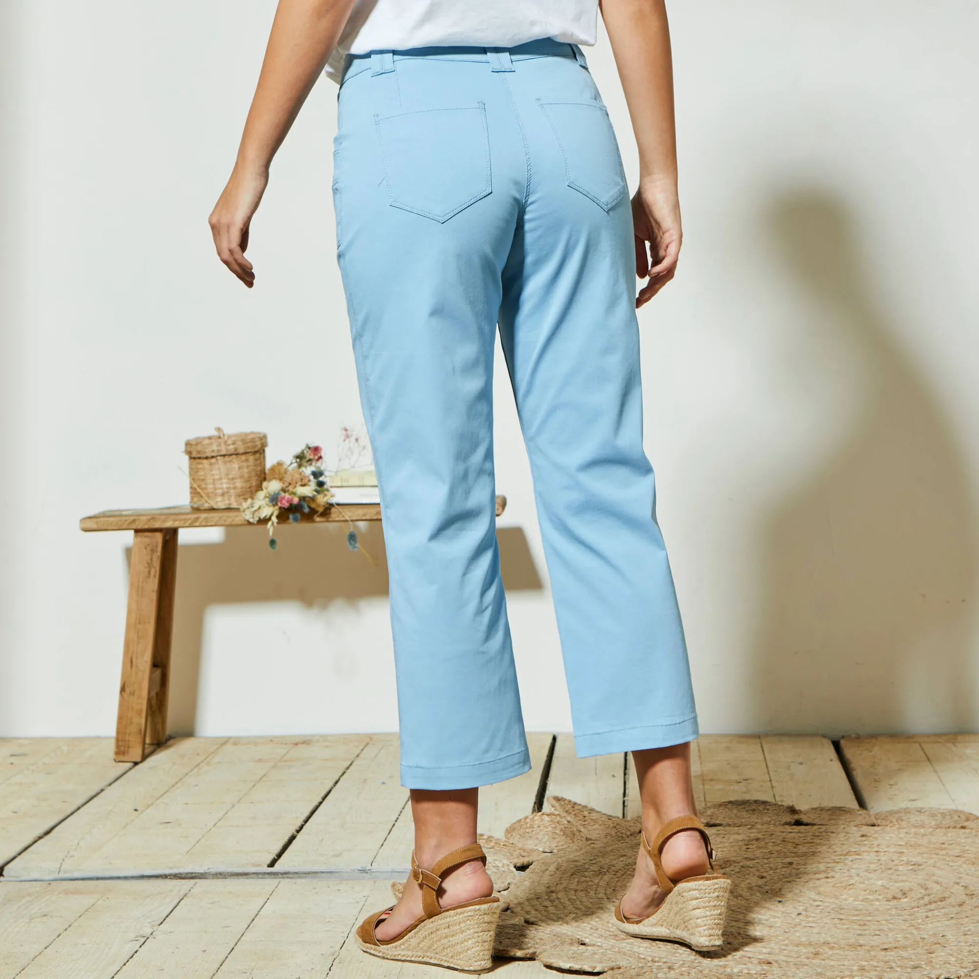 Broek<Blancheporte Rechte 7/8-broek met stretch blauw
