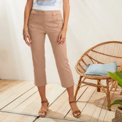 Broek<Blancheporte Rechte 7/8-broek met stretch hazelnootbruin