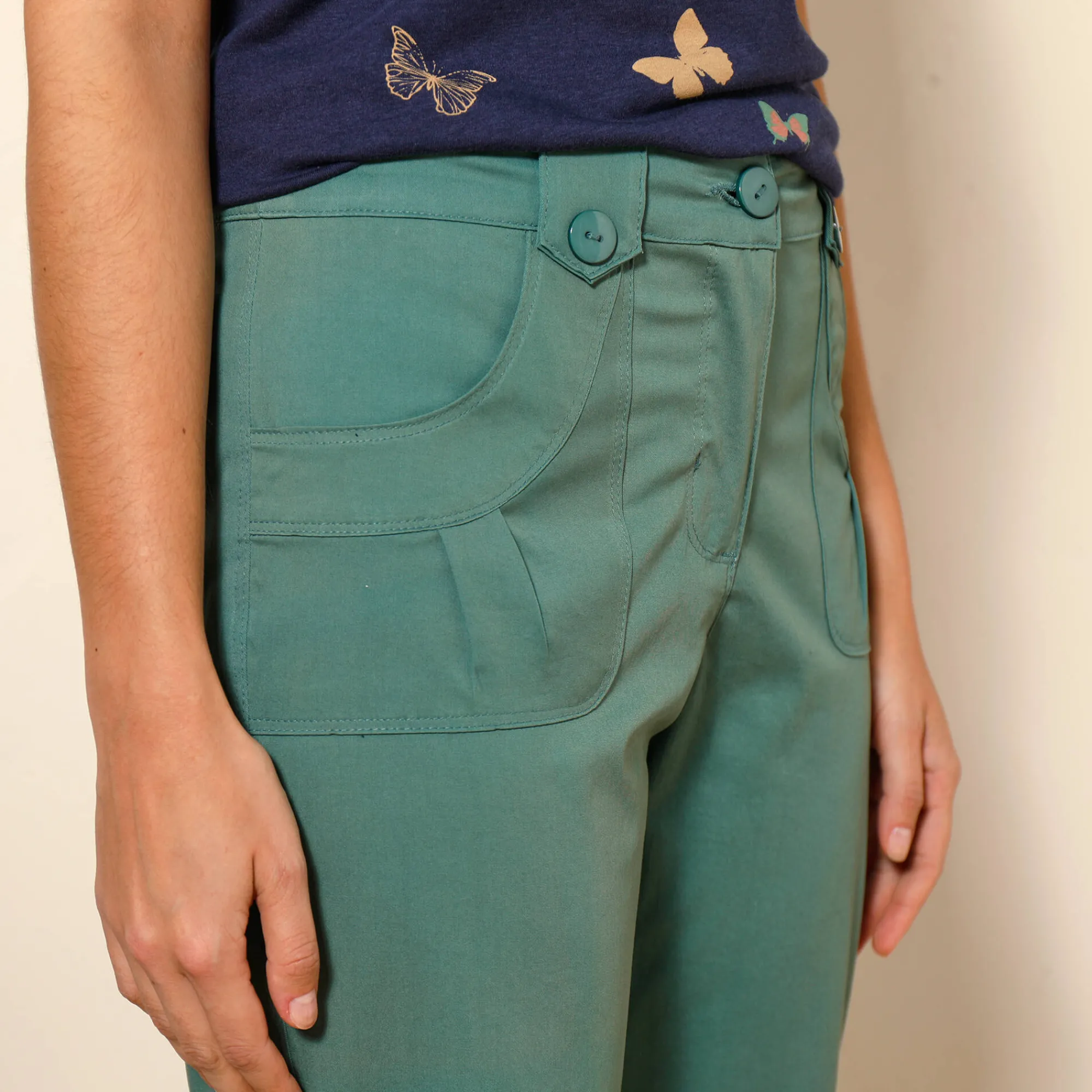 Broek<Blancheporte Rechte 7/8-broek met stretch donkerkaki