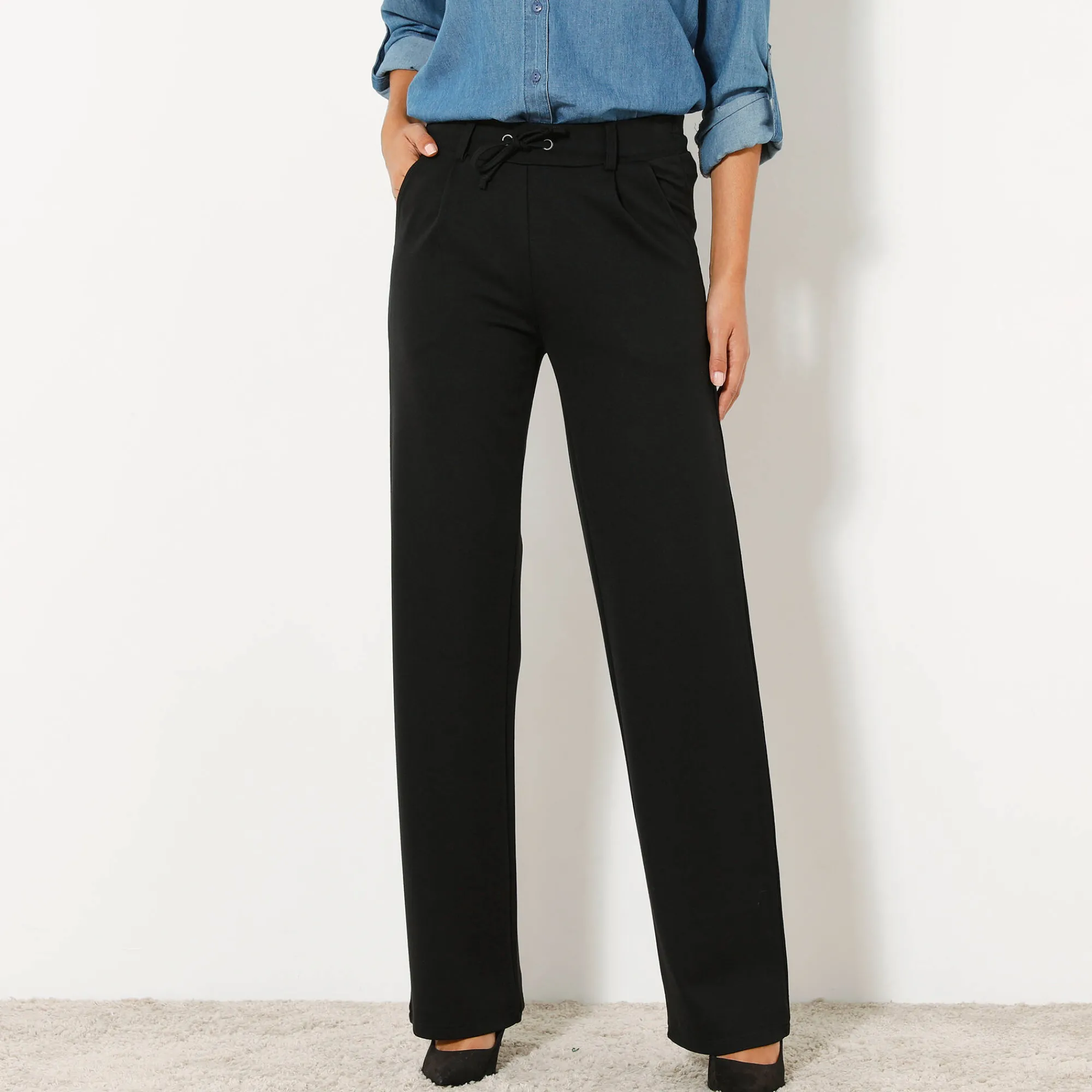 Broek<Blancheporte Rechte broek, milanotricot zwart