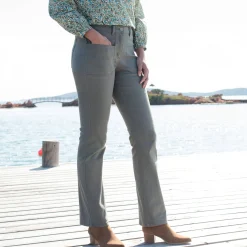 Broek<Blancheporte Rechte broek, opgestikte zakken kaki