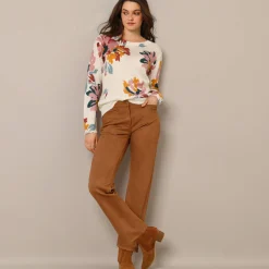 Broek<Blancheporte Rechte broek, suedinetricot hazelnootbruin