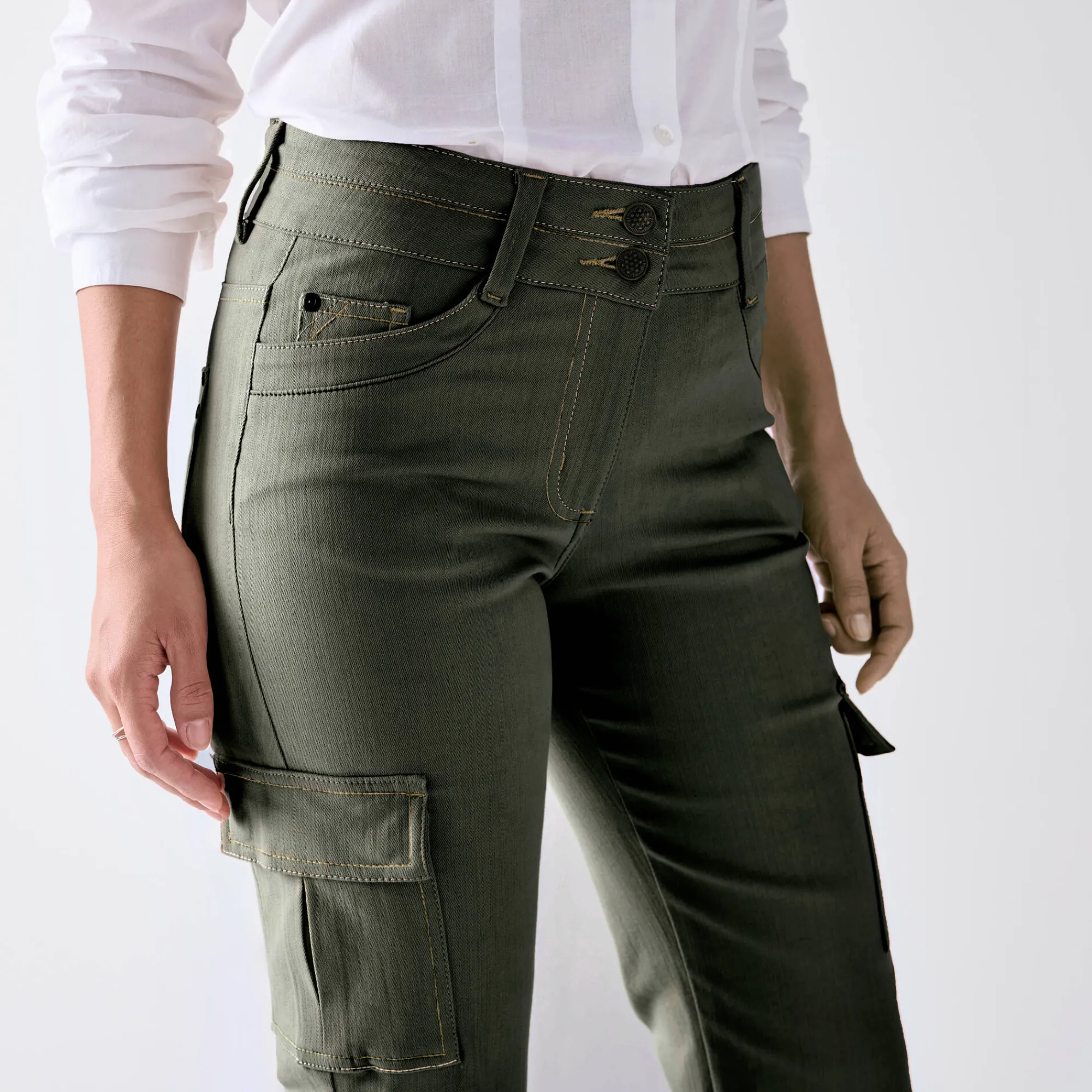Jeans<Blancheporte Rechte cargojeans kaki